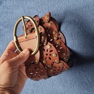 Studded Leather Belt Tan